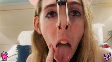 Trans mistress dominates and humiliates her sissy piggy slave
